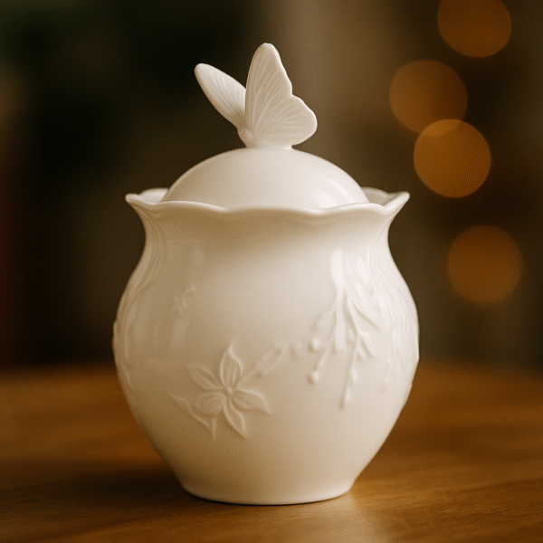 Açucareiro de Porcelana New Bone Butterfly Flower - Lyor
