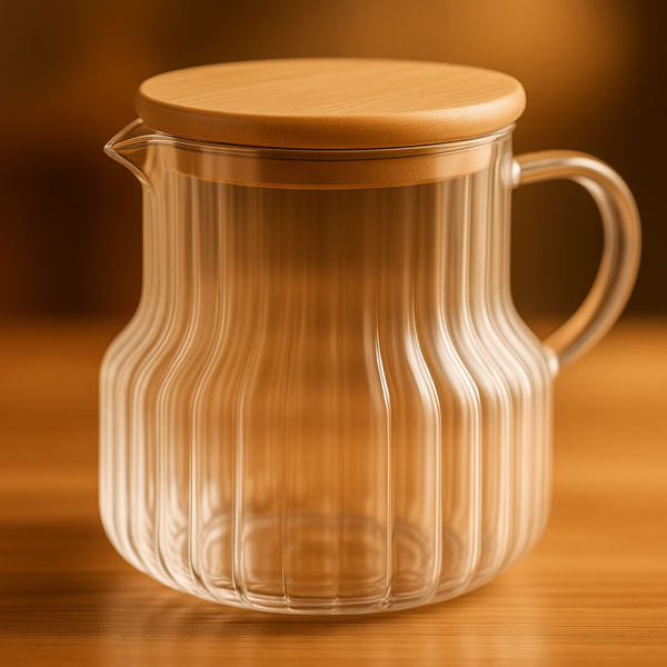 Jarra de Vidro Borossilicato com Tampa de Bambu Classic 500ML