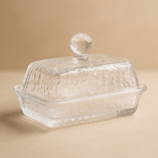 MANTEIGUEIRA DE CRISTAL ECOLOGICO (LIVRE DE CHUMBO) C/TAMPA PETRA 17cm x 10,5cm x 10cm
