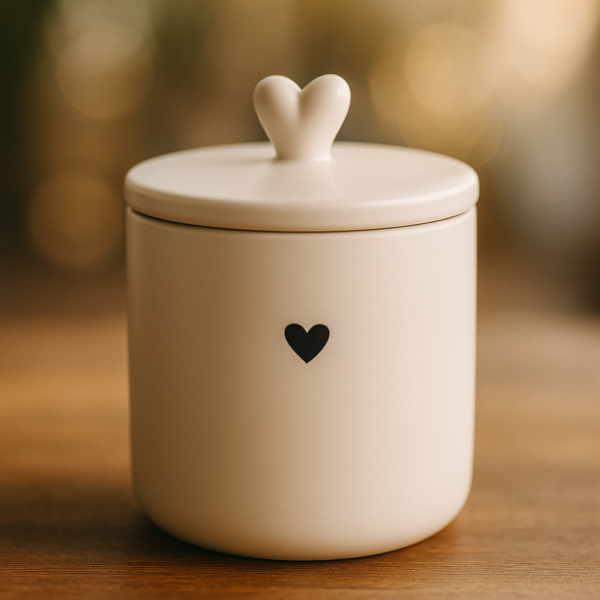 Potiche Decorativa de Cêramica Heart Branco 