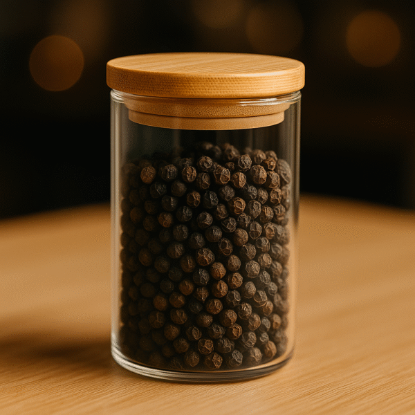 Pote de Vidro Boro Com Tampa em Bambu 170ml